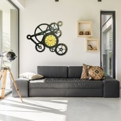 Grande horloge murale industrielle dans un salon